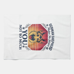 German Shepherd You Dog Retro Sunset Paws_1 Tea Towel