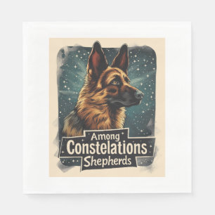 German Shepherds Amongst Constellations Napkin