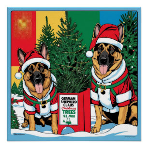 German Shepherds Are Running A Christmas Tree Lot Poster