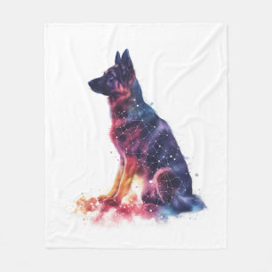 German Shepherds Forming Galactic Patterns Arrange Fleece Blanket