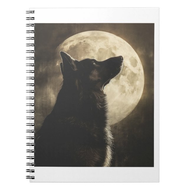 German Shepherds Howling at the Moon Notebook (Front)