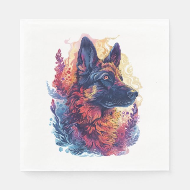 German Shepherds in Deep Sea Elegance Napkin (Front)