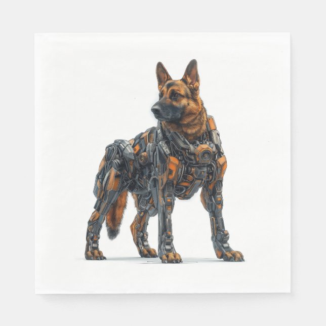 German Shepherds in Futuristic Armour Napkin (Front)
