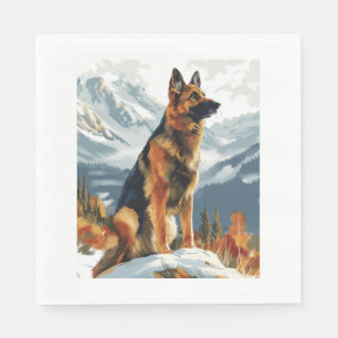 German Shepherds in Icy Splendour Napkin