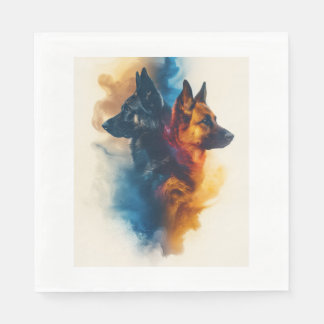 German Shepherds in Nebula Nexus Napkin