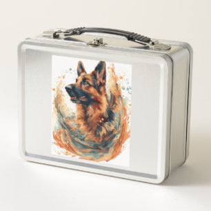 German Shepherds in Oceanic Elegance Metal Lunch Box