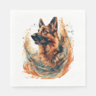 German Shepherds in Oceanic Elegance Napkin