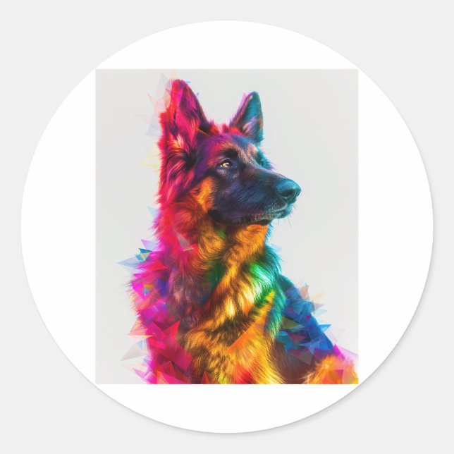 German Shepherds in Prism Perfection Classic Round Sticker (Front)