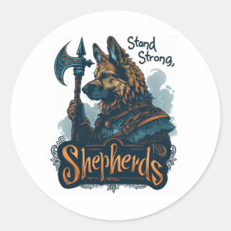 German Shepherds in Viking Valour Classic Round Sticker