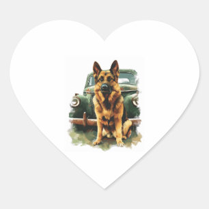 German Shepherds in Vintage Charm Heart Sticker