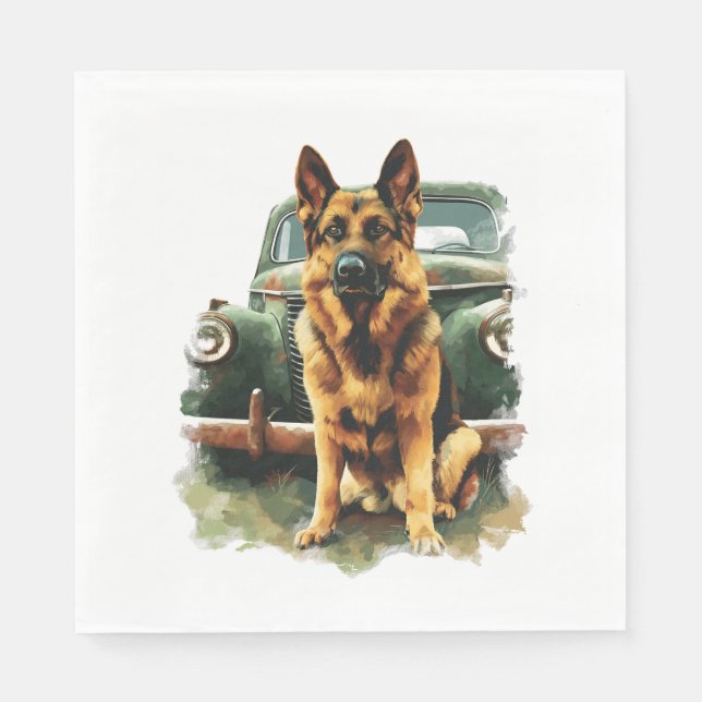 German Shepherds in Vintage Charm Napkin (Front)