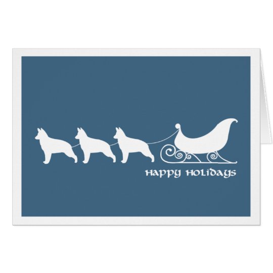 German Shepherds Pulling Santa's Sleigh Card