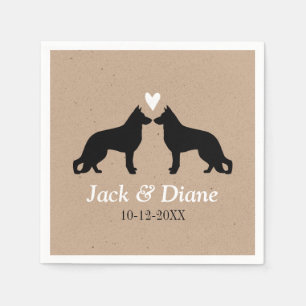 German Shepherds Wedding Couple with Custom Text Napkin