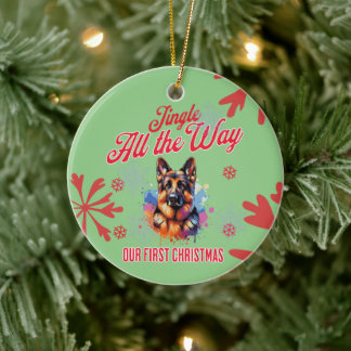 German Sheppard First Christmas  Ceramic Tree Decoration