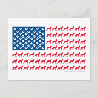 German Shhepherd Patriotic USA Flag Postcard