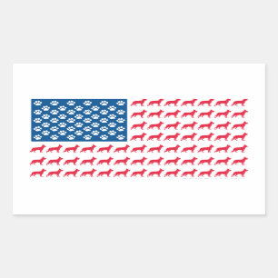 German Shhepherd Patriotic USA Flag Rectangular Sticker