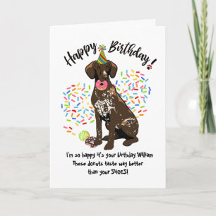 German Short Haired Pointer Birthday Card Doughnut