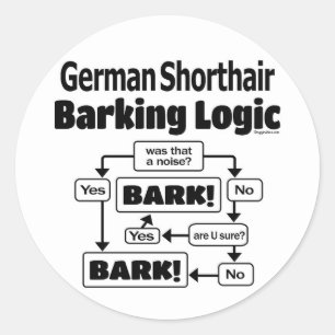 German Shorthair Barking Logic Classic Round Sticker