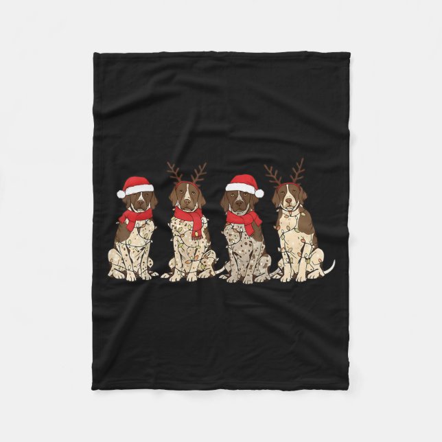 German Shorthair Inter Christmas Gsp Mom Dad  Fleece Blanket (Front)