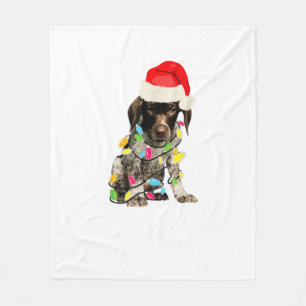 German Shorthair Pointer Christmas Design  Fleece Blanket