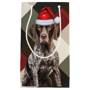 German Shorthair Pointer Holiday Plaid Christmas Small Gift Bag
