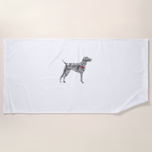 German Shorthair Pointer I GSP Dog Mum I Love Hear Beach Towel