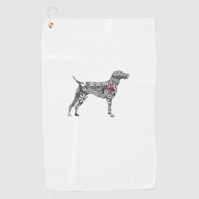 German Shorthair Pointer I GSP Dog Mum I Love Hear Golf Towel (Front)