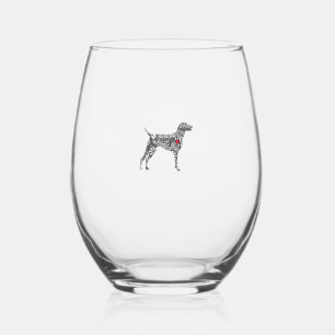 German Shorthair Pointer I GSP Dog Mum I Love Hear Stemless Wine Glass