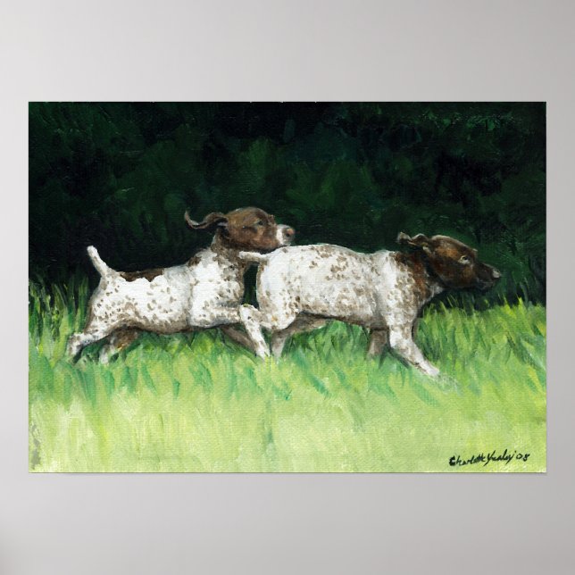 German Shorthair Pointer Puppies Art Poster (Front)