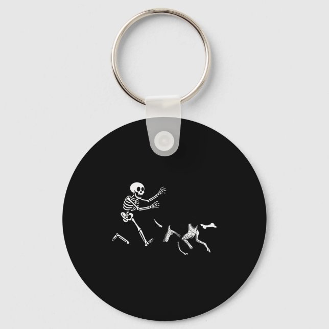 German Shorthaired Inter Running Skeleton Hallowee Key Ring (Front)