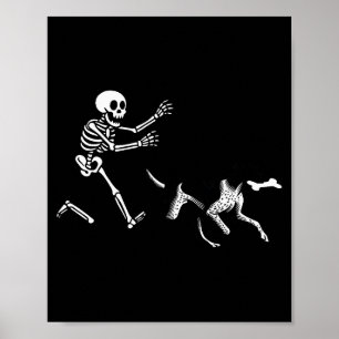 German Shorthaired Inter Running Skeleton Hallowee Poster