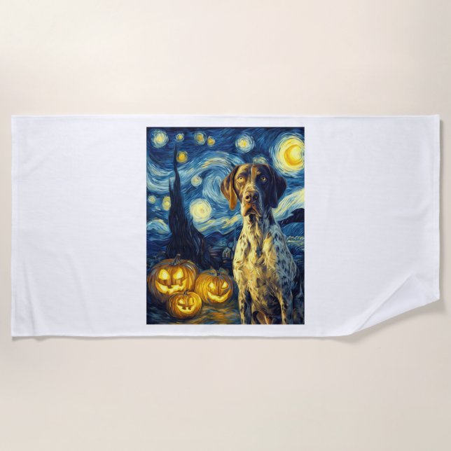 German Shorthaired Pointer 1 Cute Dog Halloween Ja Beach Towel (Front)