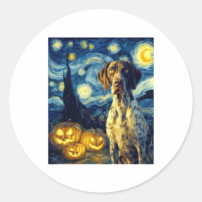 German Shorthaired Pointer 1 Cute Dog Halloween Ja Classic Round Sticker (Front)