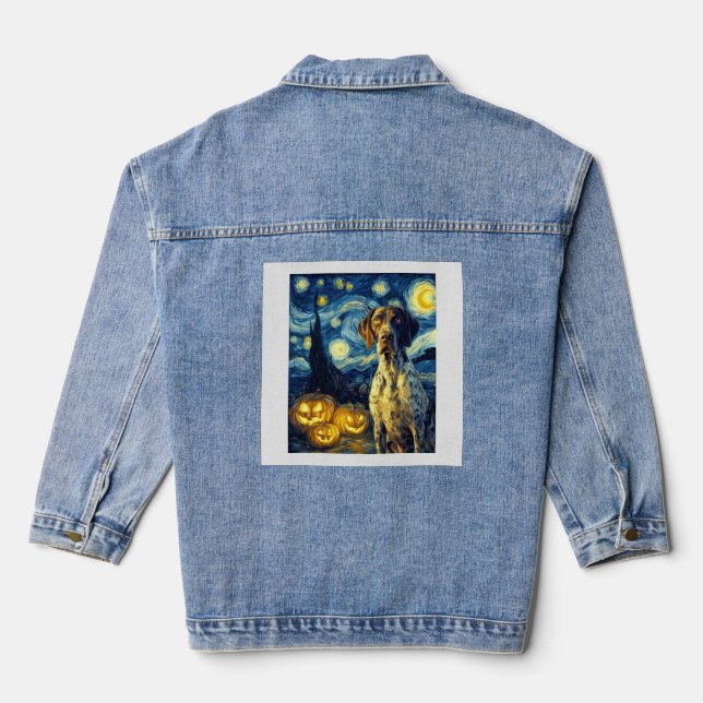German Shorthaired Pointer 1 Cute Dog Halloween Ja Denim Jacket (Back)