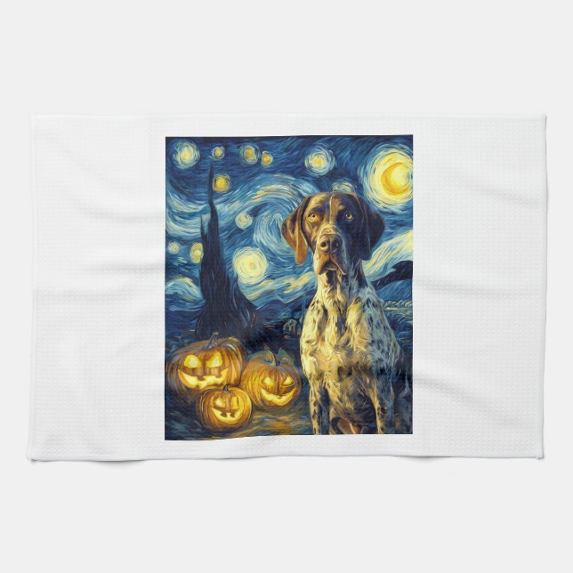 German Shorthaired Pointer 1 Cute Dog Halloween Ja Tea Towel (Horizontal)