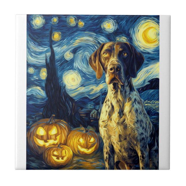 German Shorthaired Pointer 1 Cute Dog Halloween Ja Tile (Front)