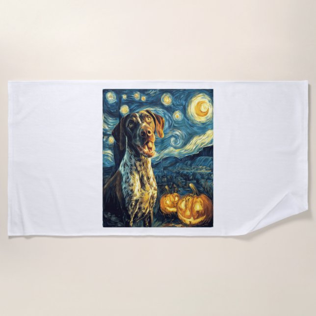 German Shorthaired Pointer 2 Cute Dog Halloween Ja Beach Towel (Front)