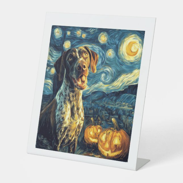 German Shorthaired Pointer 2 Cute Dog Halloween Ja Pedestal Sign (Front)