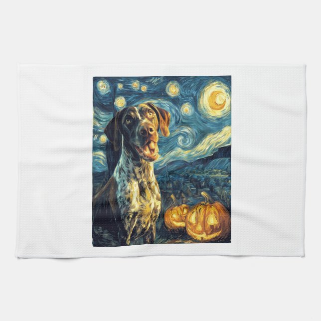 German Shorthaired Pointer 2 Cute Dog Halloween Ja Tea Towel (Horizontal)
