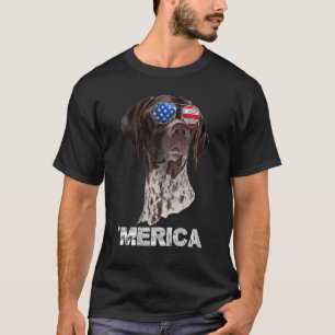 German Shorthaired Pointer American Usa Flag 4th O T-Shirt
