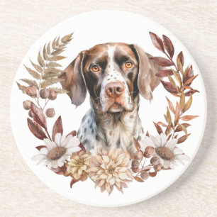 German Shorthaired Pointer Autumn Wreath Coaster