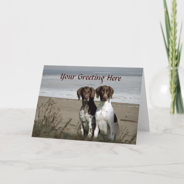 German Shorthaired Pointer Beach Greeting Card (Front)