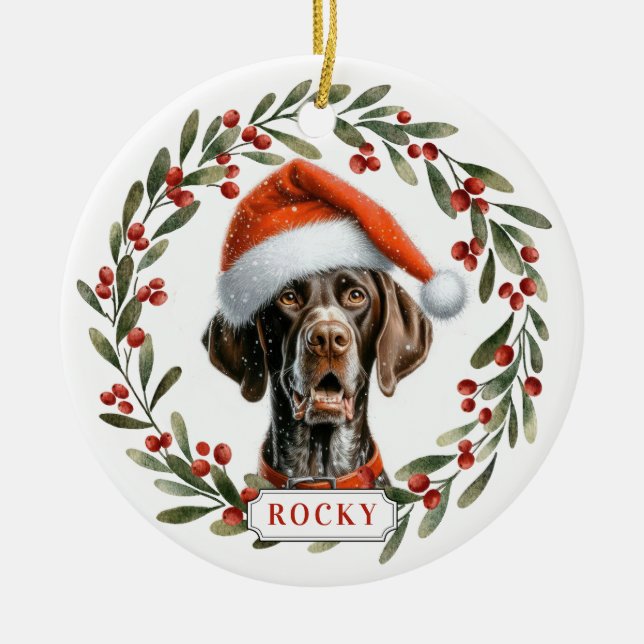 German Shorthaired Pointer Ceramic Circle Ornament (Front)