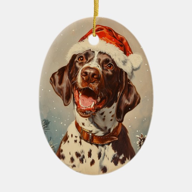 German Shorthaired Pointer Christmas Ceramic Tree Decoration (Front)
