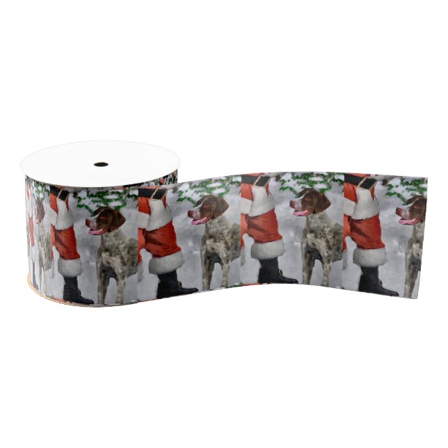 German Shorthaired Pointer Christmas Grosgrain Ribbon (Spool)