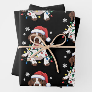 German Shorthaired Pointer Christmas Lights Dog Wrapping Paper Sheet