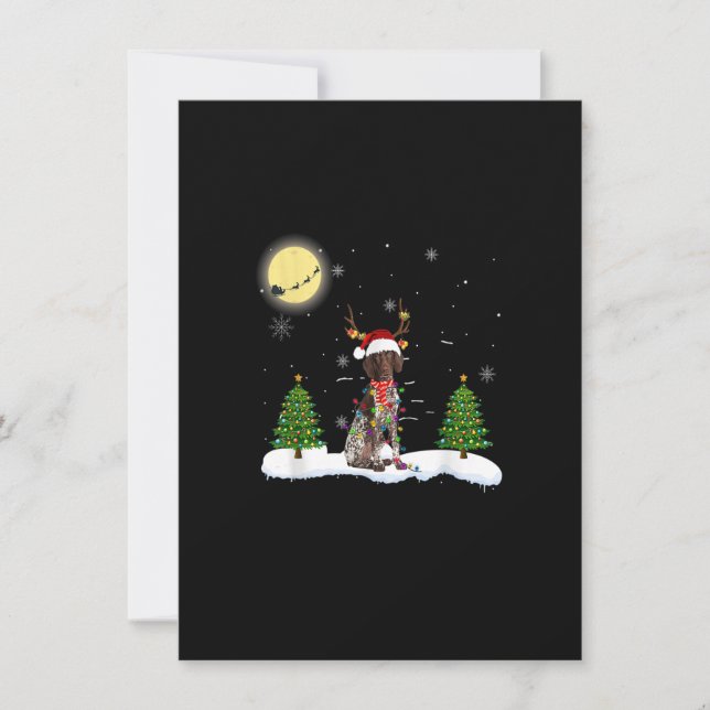 German Shorthaired Pointer Christmas Lights Santa  Invitation (Front)