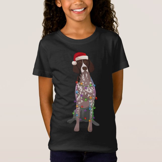 German Shorthaired Pointer Christmas Lights Xmas D T-Shirt (Front)