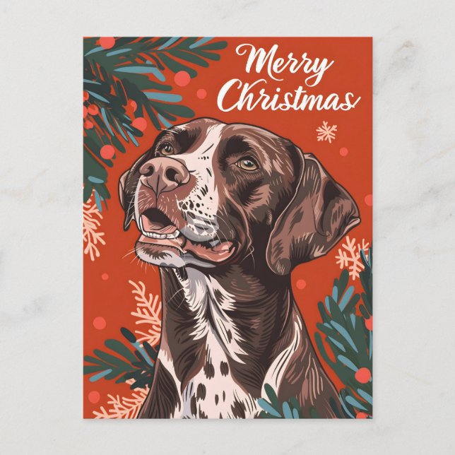 German shorthaired Pointer Christmas  Postcard (Front)