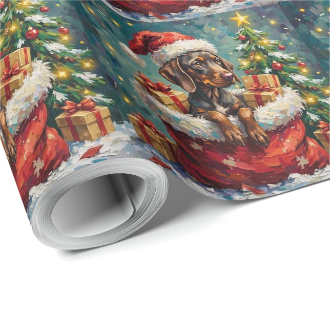 German Shorthaired Pointer Christmas Santa Bag Wrapping Paper (Roll Corner)